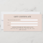Carte Minimal Beige Botanical Business Gift Certificates (Dos)
