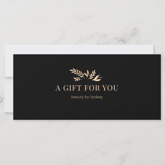 Carte Minimal Black Botanical QR Code Gift Certificates (Devant)
