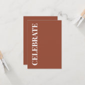 Carte Minimal CELEBRATE | Terracotta Holiday Greeting (Devant/Arrière en situation)