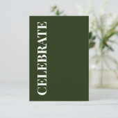 Carte Minimal CELEBRER | Vert forêt Message de vacances (Debout devant)