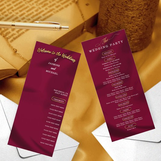 Carte Minimal Chic Bourgogne et mariage d'or