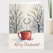 Carte Minimal Cozy Mug Watercolor Christmas Art (Devant)