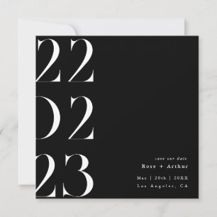 Carte Minimal et chic noir et blanc Enregistrer la date