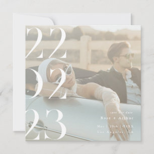 Carte Minimal et chic noir et blanc Enregistrer la date