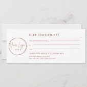 Carte Minimal Eyebrow Logo Gift Certificate (Dos)