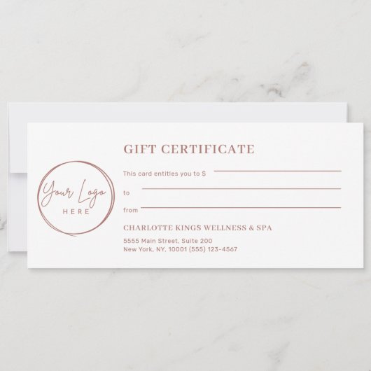 Carte Minimal Eyebrow Logo Gift Certificate (Dos)