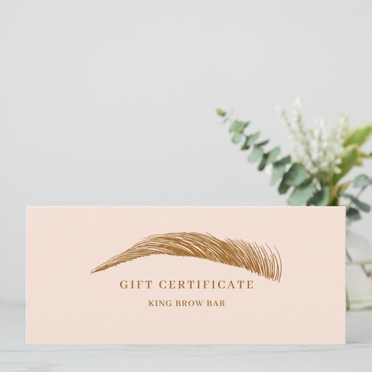 Carte Minimal Eyebrow Salon QR Code Gift Certificate (Debout devant)