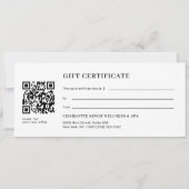 Carte Minimal Eyebrow Salon QR Code Gift Certificate (Dos)