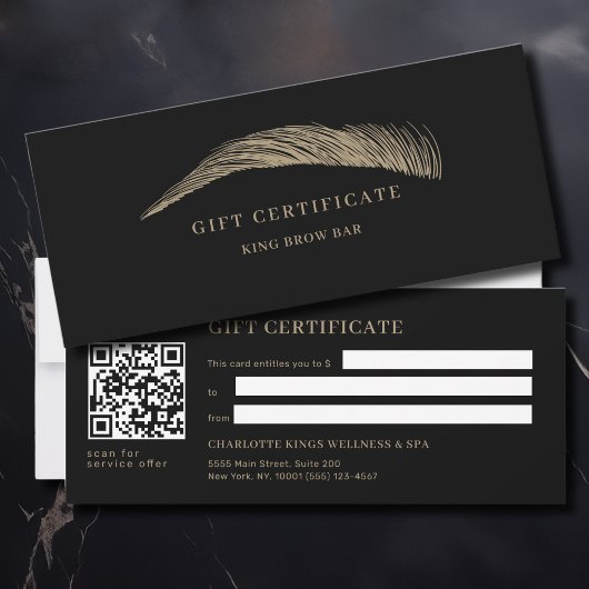 Carte Minimal Eyebrow Salon QR Code Gift Certificate
