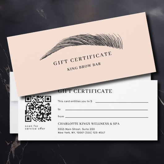 Carte Minimal Eyebrow Salon QR Code Gift Certificate