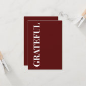 Carte Minimal GRATEFUL | Deep Red Holiday Greeting (Devant/Arrière en situation)