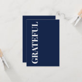 Carte Minimal GRATEFUL | Navy Blue Holiday Greeting (Devant/Arrière en situation)