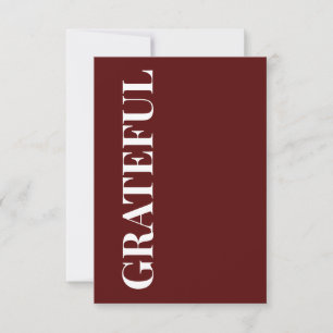 Carte Minimal GRATEFUL   Profond Rouge Vœux de Fêtes