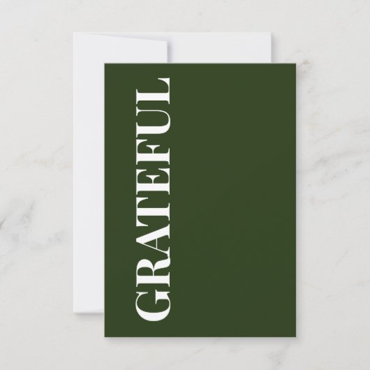 Carte Minimal GRATEFUL | Vert forêt Fête de fin d'année (Devant)