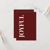 Carte Minimal JOYFUL | Deep Red Holiday Greeting (Devant/Arrière en situation)