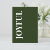 Carte Minimal JOYFUL | Forest Green Holiday Greeting (Debout devant)