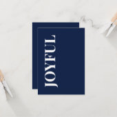Carte Minimal JOYFUL | Navy Blue Holiday Greeting (Devant/Arrière en situation)