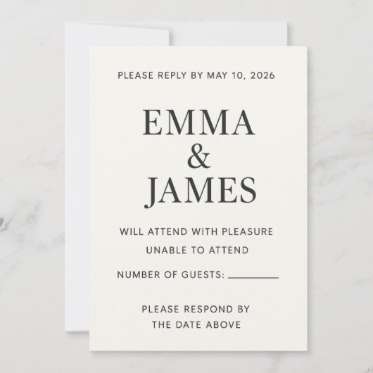 Carte Minimal Modern Ivory RSVP Card (Devant)
