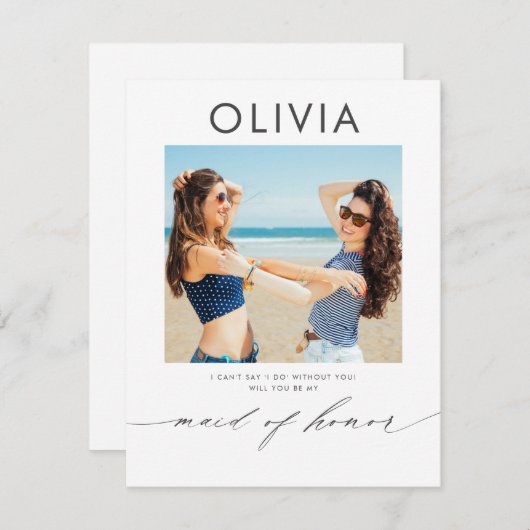 Carte Minimal moderne serez-vous ma servante d'honneur p (Devant / Derrière)