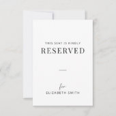 Carte Minimal Wedding Reserved Seating Tag (Devant)