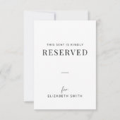 Carte Minimal Wedding Reserved Seating Tag (Dos)