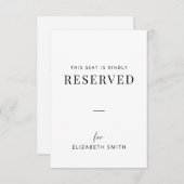 Carte Minimal Wedding Reserved Seating Tag (Devant / Derrière)