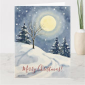 Carte Minimal Winter Moon Watercolor Christmas Art (Devant)