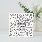 Carte minimale de chat doodle pour penser à vous (Debout devant)