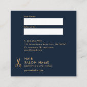 Carte minimale de référence de carré de coiffeur (Dos)