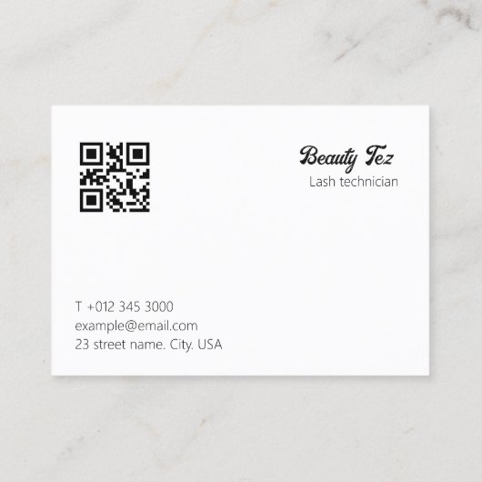 Carte Minimale D'Extension Client Lash Noir Et Bla (Dos)