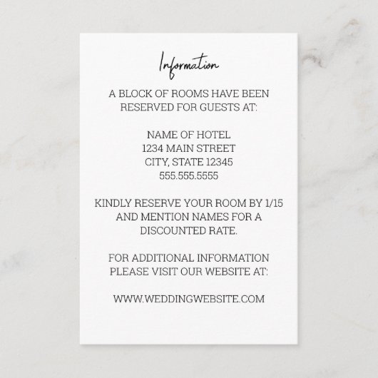 Carte minimale d'insertion de mariage (Devant)