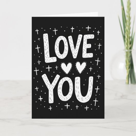 Carte minimale « Je t'aime » avec lignes (Devant)