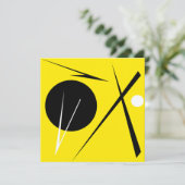 Carte Minimalisme Abstrait Art Motif noir jaune blanc (Debout devant)