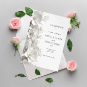 Carte Minimalist 3D White Floral Luxury Save the Date