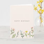 Carte Minimalist Birthday Card with Watercolor Flowers (Fleur jaune)