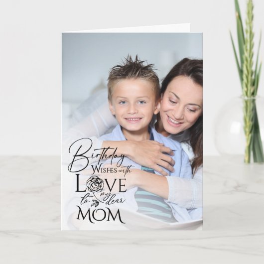 Carte Minimalist Birthday Photo Frame Calligraphy Mom (Devant)