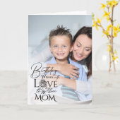 Carte Minimalist Birthday Photo Frame Calligraphy Mom (Fleur jaune)