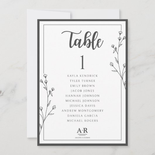 Carte Minimalist Black & White Wedding Seating Plan Card (Devant)