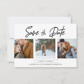 Carte Minimalist Collage 3 Custom Photos Engaged Couple (Devant)