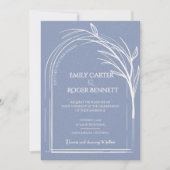 Carte Minimalist Dusty Blue Arch Botanical Wedding (Devant)