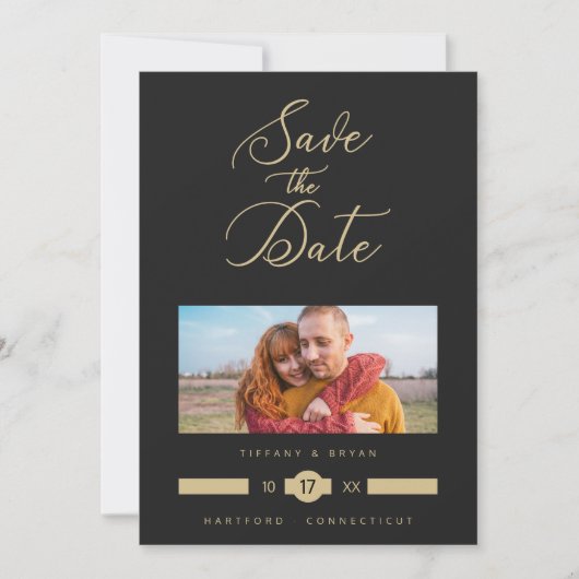 Carte Minimalist Fancy Photo Golden Effect Typography (Devant)