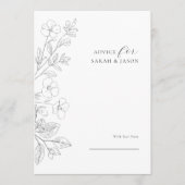Carte Minimalist Floral Wedding Advice Card (Devant)