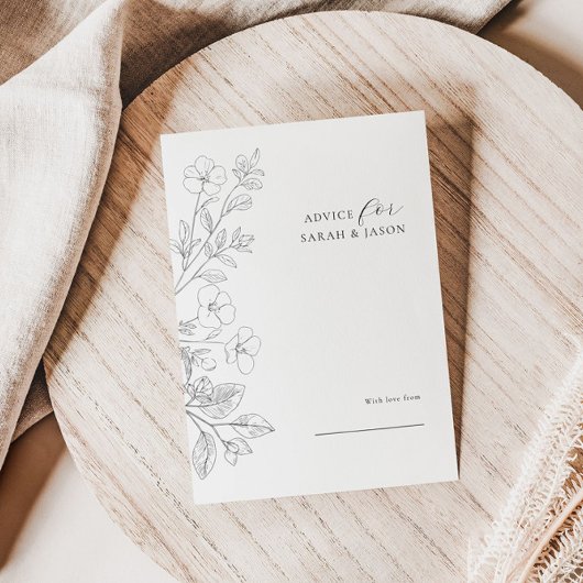 Carte Minimalist Floral Wedding Advice Card