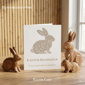 Carte Minimalist Fun Typography Easter Blessings Bunny