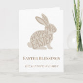 Carte Minimalist Fun Typography Easter Blessings Bunny (Devant)