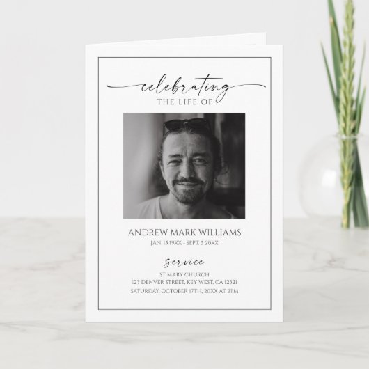 Carte Minimalist Funeral Order of Service Folded Program (Devant)