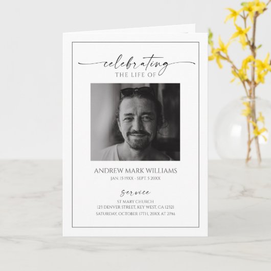 Carte Minimalist Funeral Order of Service Folded Program (Fleur jaune)