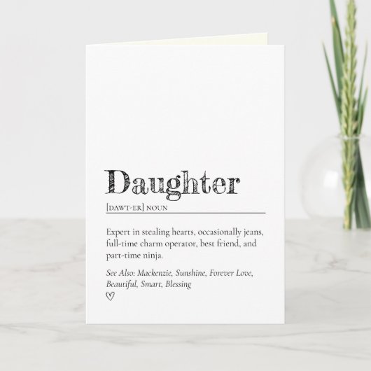 Carte Minimalist Funny and Sweet Daughter Definition (Devant)