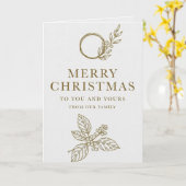 Carte Minimalist Gold Typography Christmas Card (Fleur jaune)