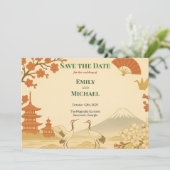 Carte Minimalist Japanese Cherry Blossom Save the Date (Debout devant)